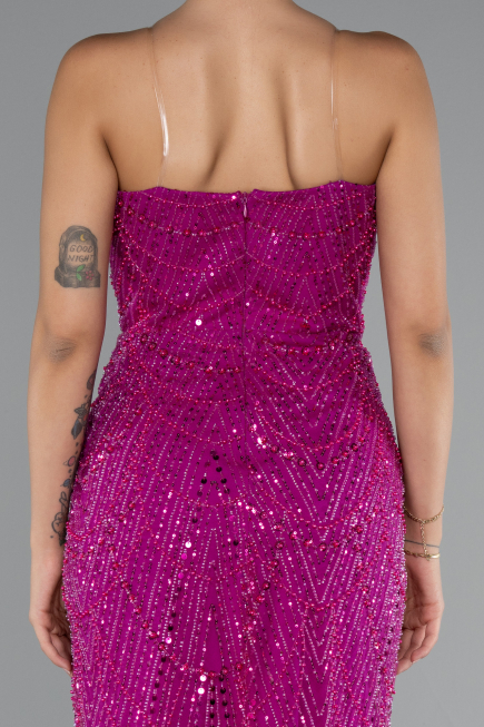 Long Fuchsia Beaded Evening Dress ABU5141