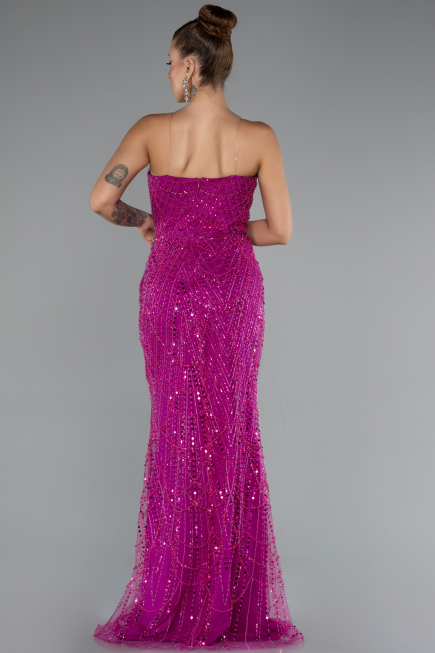 Long Fuchsia Beaded Evening Dress ABU5141