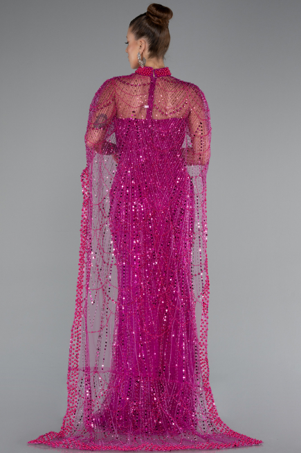 Long Fuchsia Beaded Evening Dress ABU5141