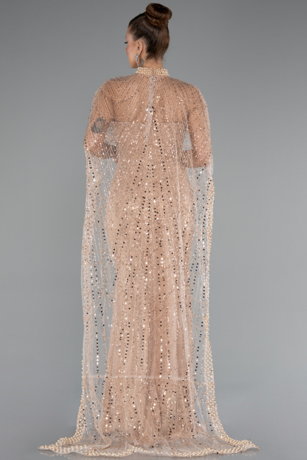 Long Gold Beaded Evening Dress ABU5141