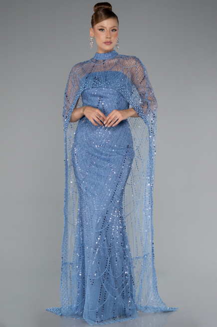 Long Indigo Beaded Evening Dress ABU5141