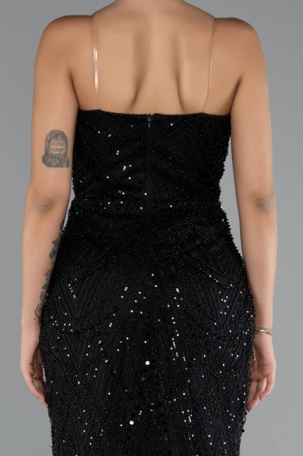Long Black Beaded Evening Dress ABU5141