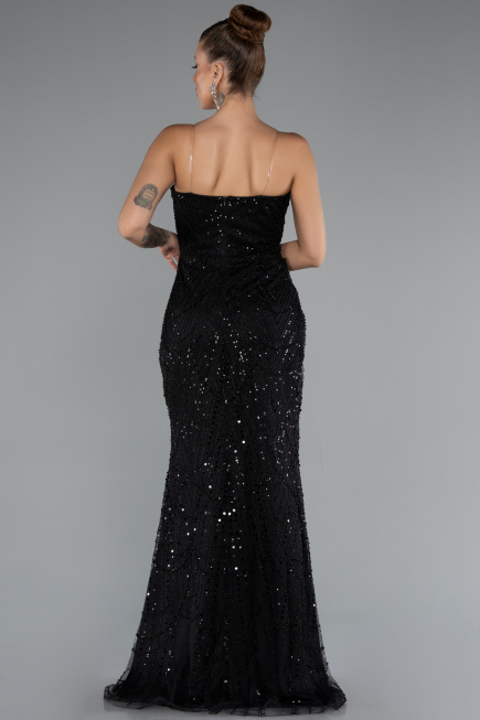 Long Black Beaded Evening Dress ABU5141