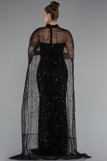 Long Black Beaded Evening Dress ABU5141