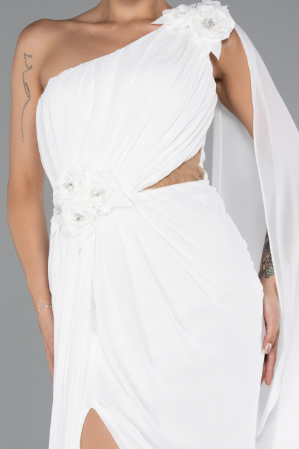 Long White Chiffon Evening Dress ABU5144