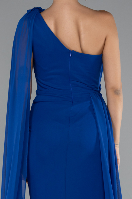 Long Sax Blue Chiffon Evening Dress ABU5144