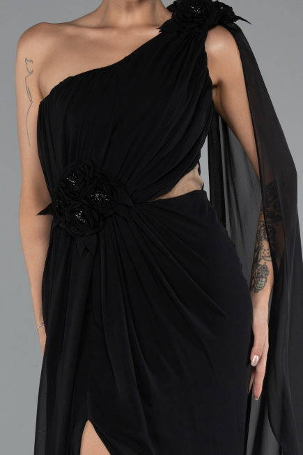 Long Black Chiffon Evening Dress ABU5144