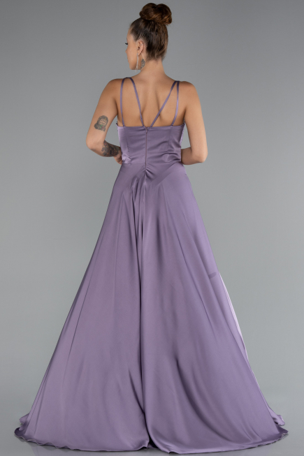 Long Lavender Satin Prom Gown ABU5146