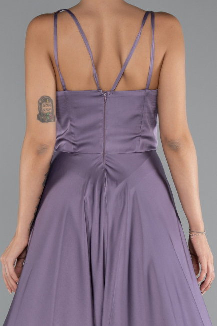 Long Lavender Satin Prom Gown ABU5146