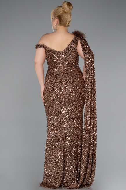 Long Copper Scaly Plus Size Evening Dress ABU5151