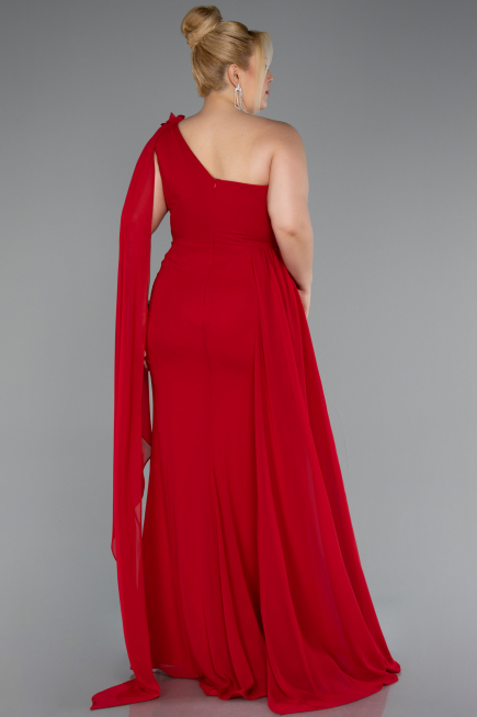 Long Red Chiffon Formal Plus Size Dress ABU5145