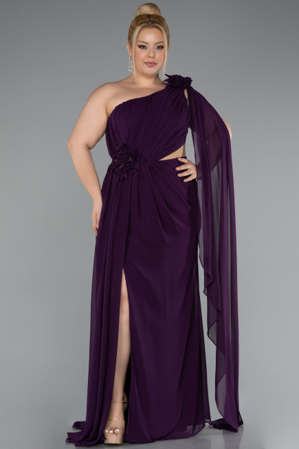 Long Purple Chiffon Formal Plus Size Dress ABU5145