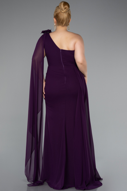 Long Purple Chiffon Formal Plus Size Dress ABU5145