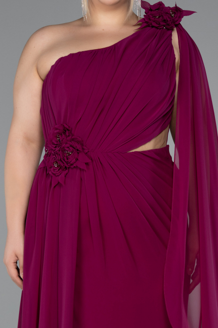 Long Plum Chiffon Formal Plus Size Dress ABU5145