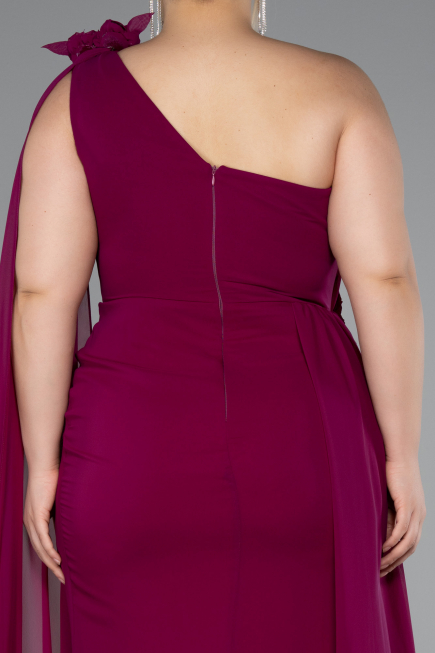 Long Plum Chiffon Formal Plus Size Dress ABU5145