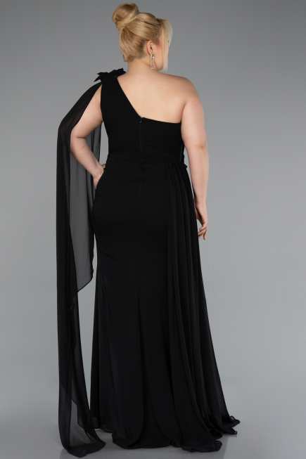 Long Black Chiffon Formal Plus Size Dress ABU5145