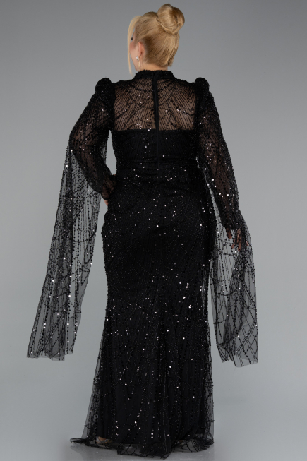 Long Black Beaded Evening Dress ABU5152