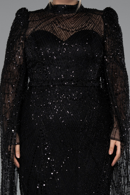 Long Black Beaded Evening Dress ABU5152