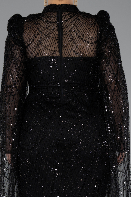 Long Black Beaded Evening Dress ABU5152
