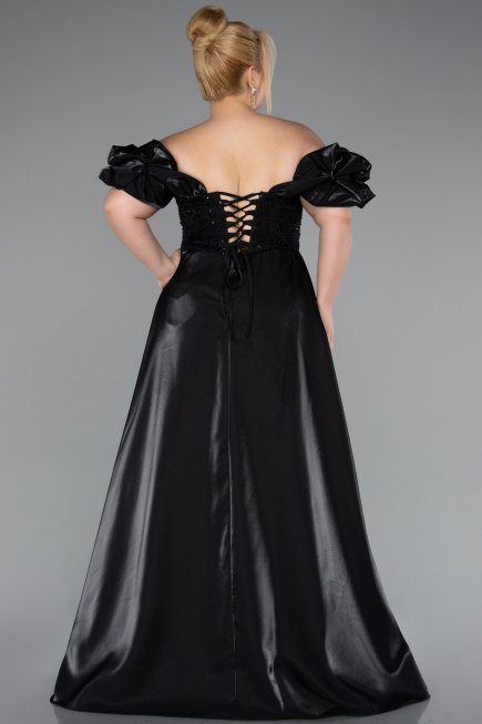 Long Black Beaded Plus Size Evening Dress ABU5155