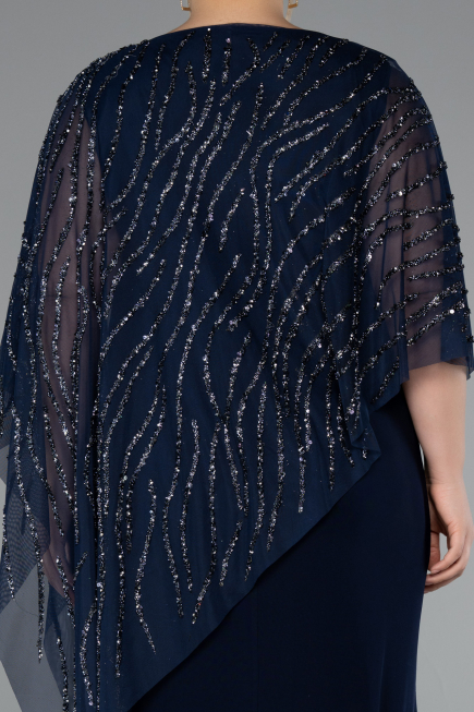 Long Navy Blue Formal Plus Size Dress ABU5158