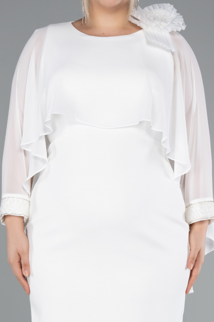 Midi White Plus Size Party Dress ABK2383