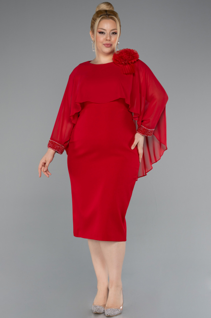Midi Red Plus Size Party Dress ABK2383