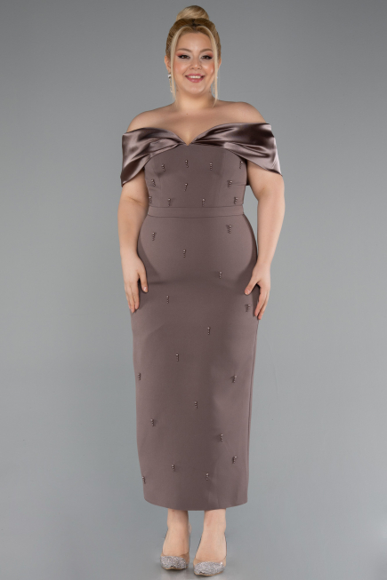 Midi Brown Plus Size Cocktail Dress ABK2379