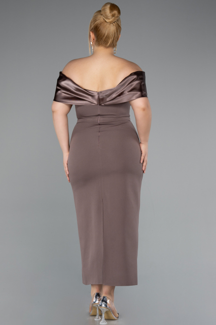 Midi Brown Plus Size Cocktail Dress ABK2379