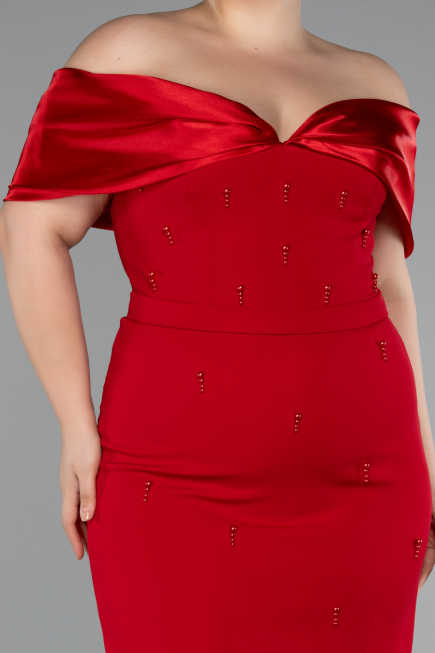 Midi Red Plus Size Cocktail Dress ABK2379