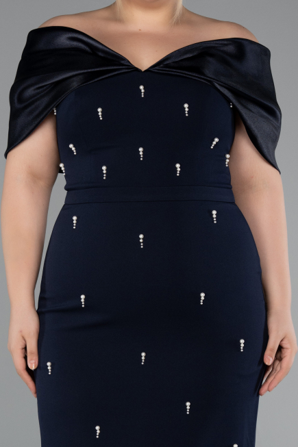 Midi Navy Blue Plus Size Cocktail Dress ABK2400