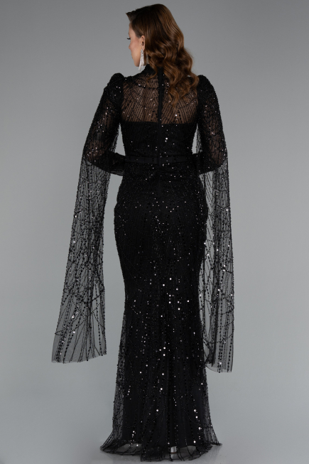 Long Black Beaded Evening Dress ABU5152