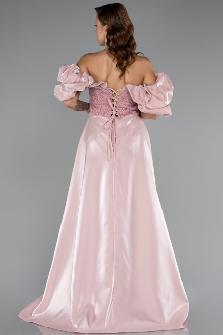 Long Powder Color Beaded Evening Dress ABU5154