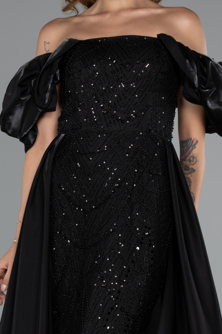Long Black Beaded Evening Dress ABU5154