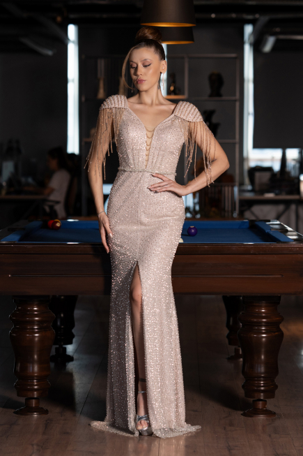Long Gold Evening Dress ABU5132