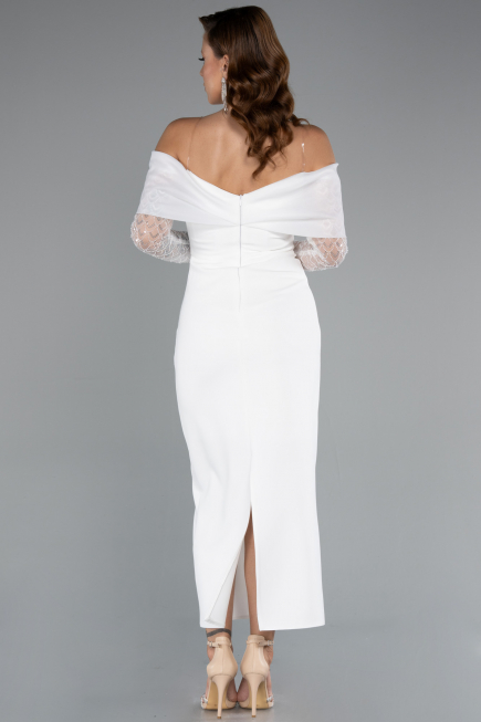 Midi White Cocktail Dress ABK2406