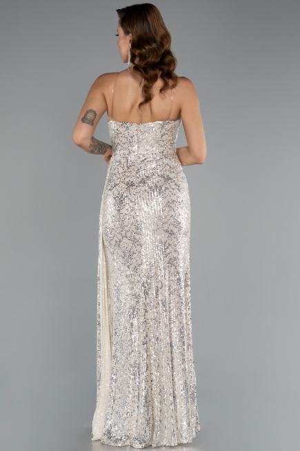 Long Beige Scaly Evening Dress ABU5167