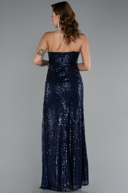 Long Navy Blue Scaly Evening Dress ABU5167