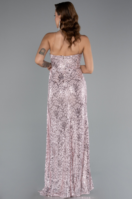 Long Powder Color Scaly Evening Dress ABU5167