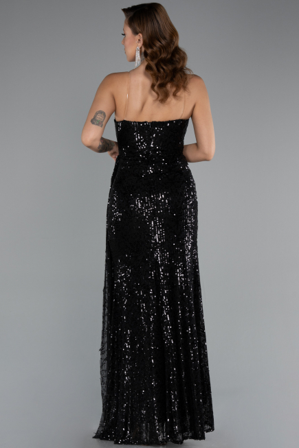 Long Black Scaly Evening Dress ABU5167