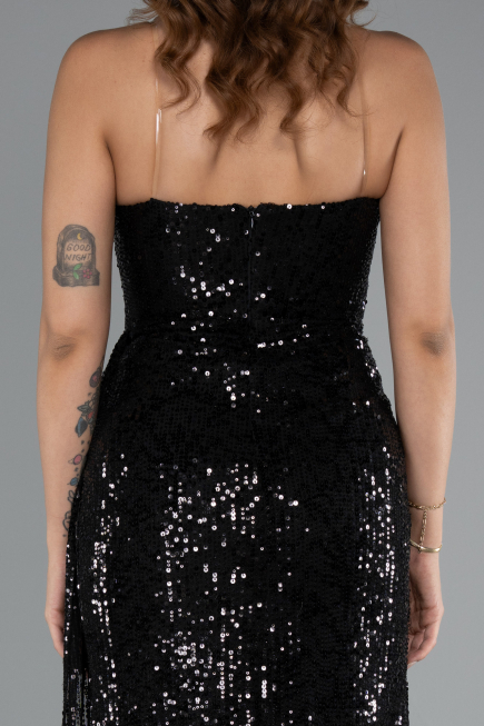 Long Black Scaly Evening Dress ABU5167