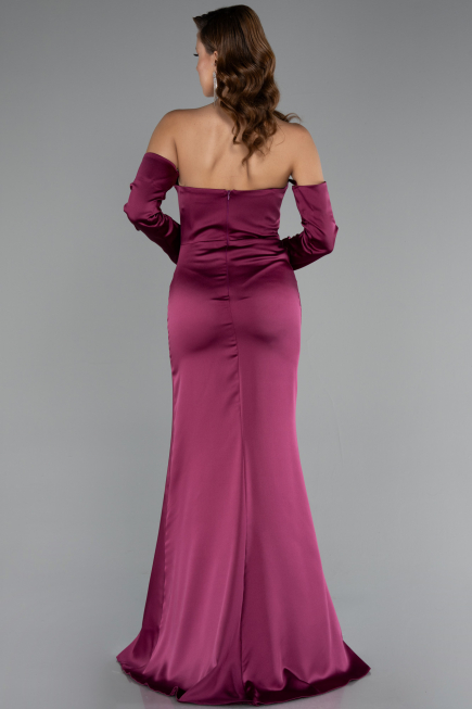 Long Plum Satin Evening Dress ABU5168