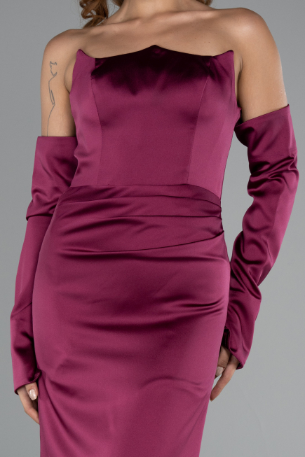Long Plum Satin Evening Dress ABU5168