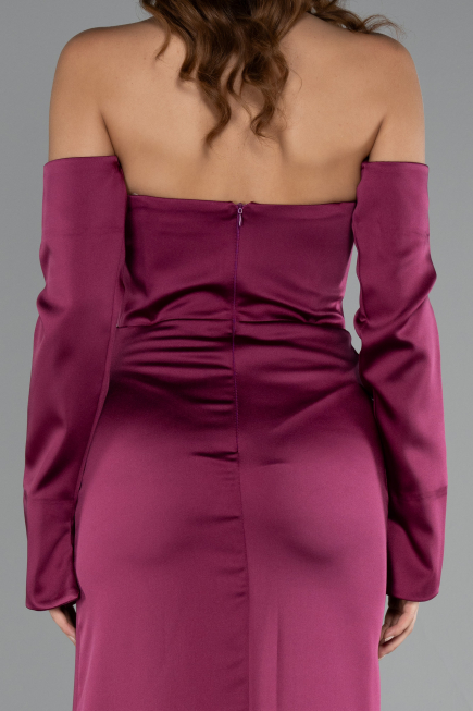 Long Plum Satin Evening Dress ABU5168