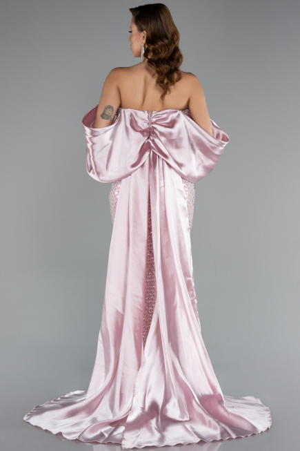 Long Powder Color Beaded Evening Dress ABU5169