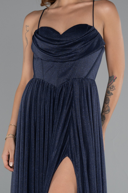 Long Navy Blue Prom Gown ABU5175