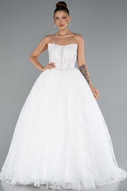 Long White Dantelle Wedding Dress ABG149