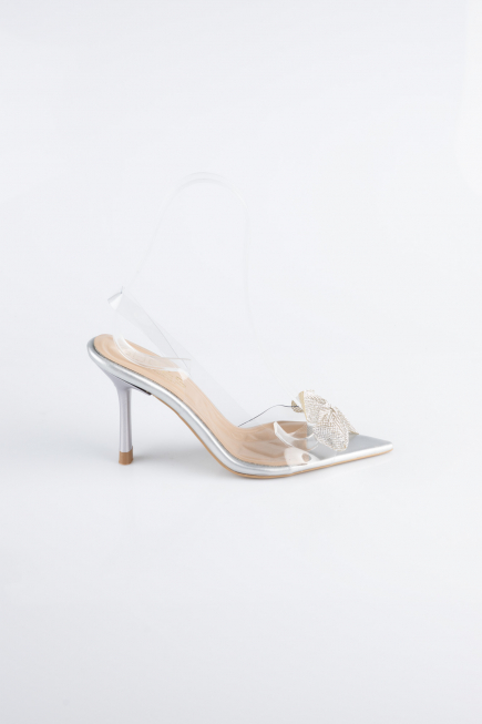 Silver Leather Evening Shoe AB1145