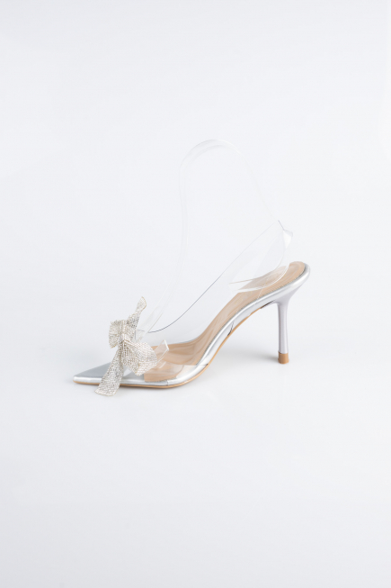 Silver Leather Evening Shoe AB1145