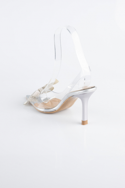 Silver Leather Evening Shoe AB1145